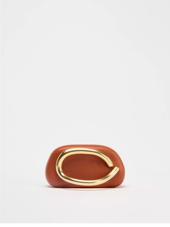Zara Handbags - Gold C Accent burnt orange Leather Mini Bag Charm zara